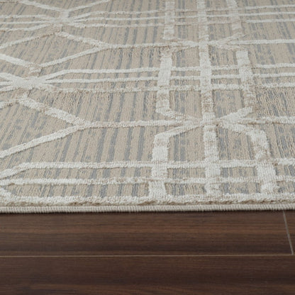 5' X 8' Beige and Brown Abstract Distressed Area Rug