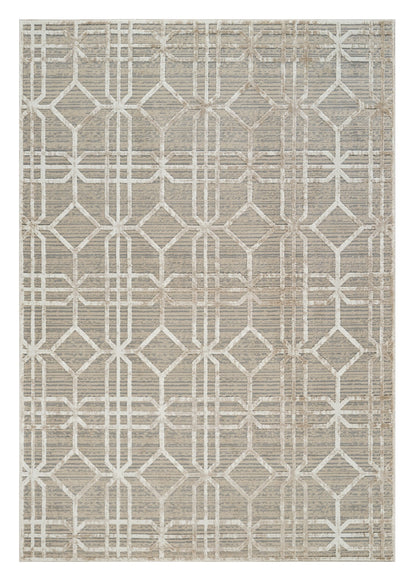 5' X 8' Beige and Brown Abstract Distressed Area Rug