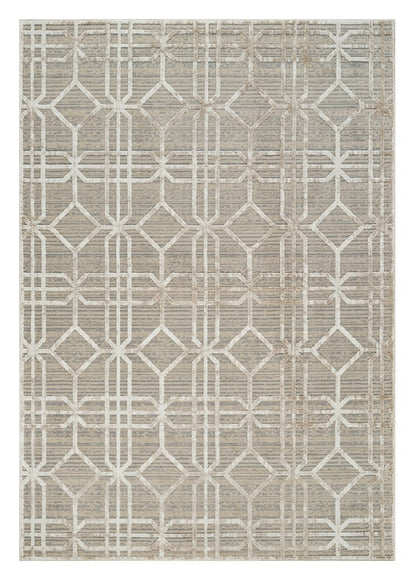 5' X 8' Beige and Brown Abstract Distressed Area Rug