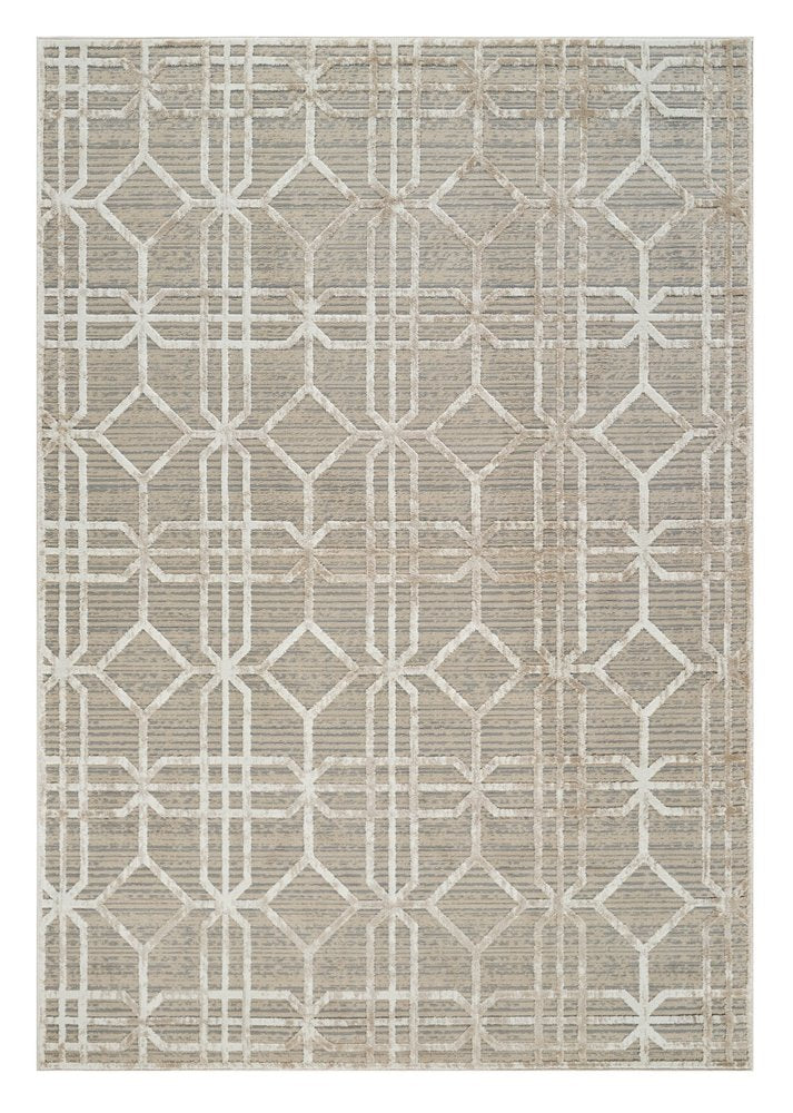 5' X 8' Beige and Brown Abstract Distressed Area Rug