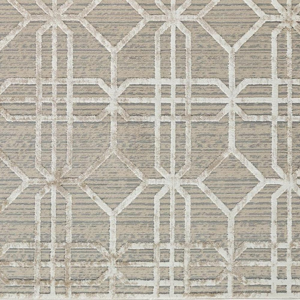 7' X 10' Beige and Brown Abstract Distressed Area Rug