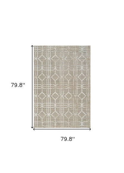 7' X 10' Beige and Brown Abstract Distressed Area Rug