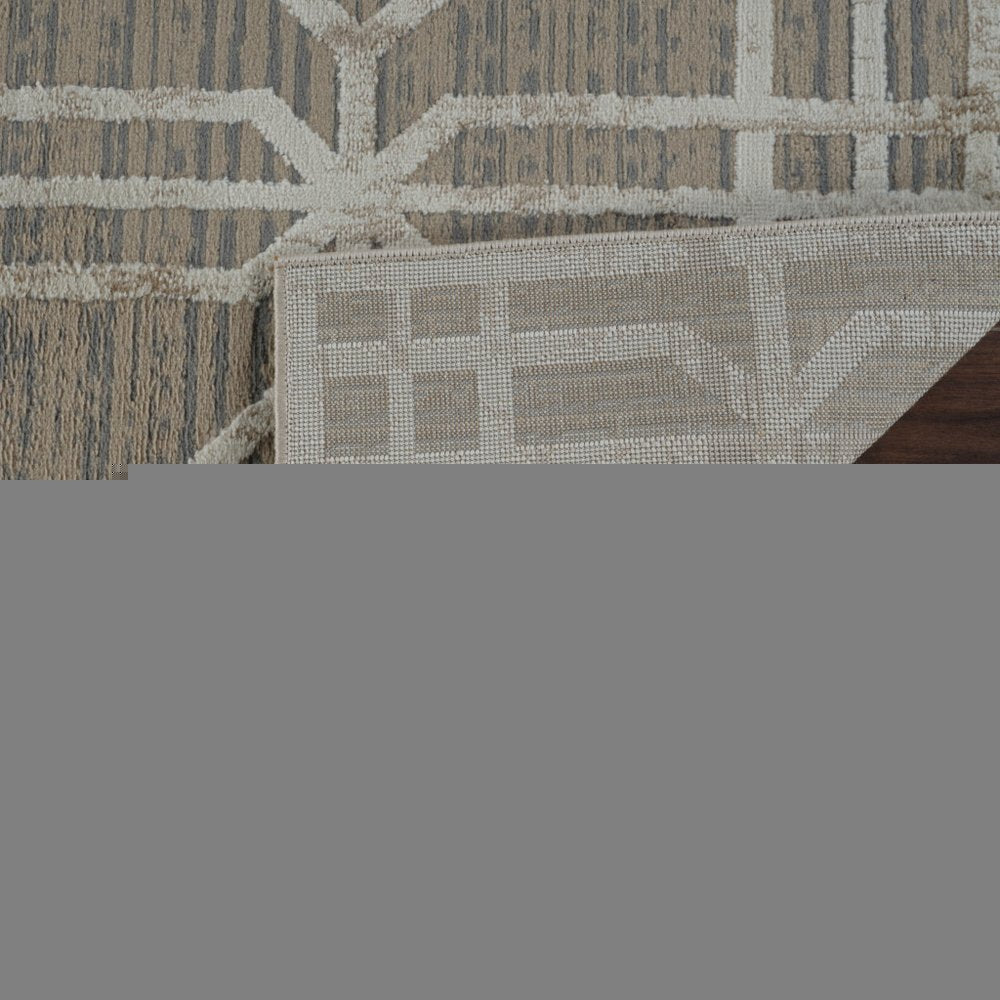 7' X 10' Beige and Brown Abstract Distressed Area Rug