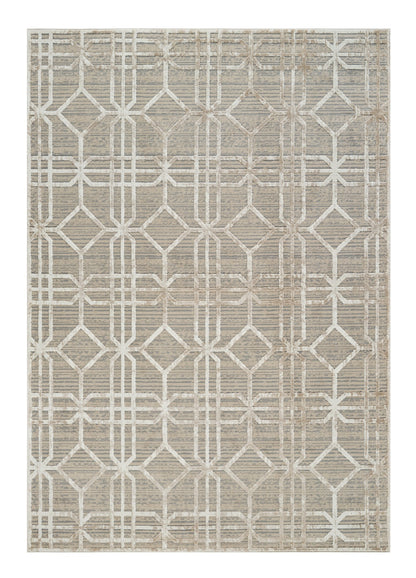 7' X 10' Beige and Brown Abstract Distressed Area Rug