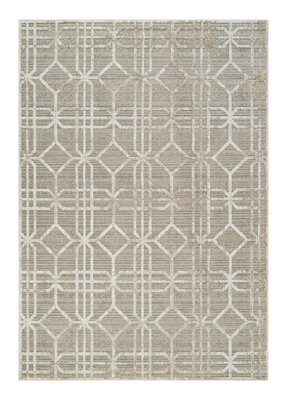 7' X 10' Beige and Brown Abstract Distressed Area Rug