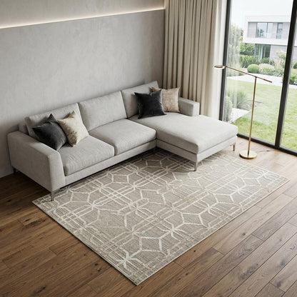 8' X 11' Beige and Brown Abstract Distressed Area Rug