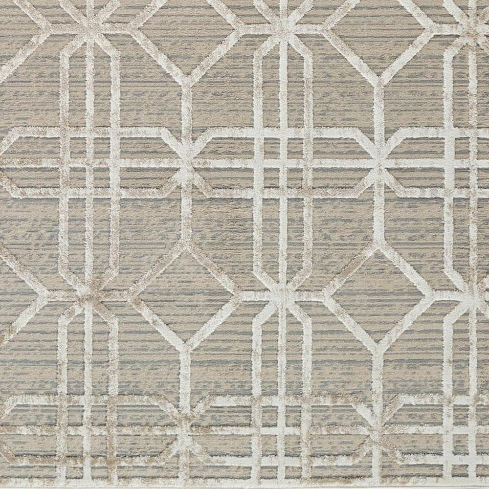 8' X 11' Beige and Brown Abstract Distressed Area Rug