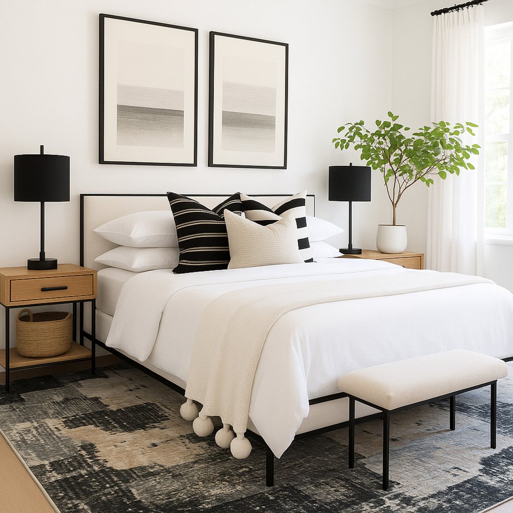 8' X 11' Beige and Black Abstract Distressed Area Rug