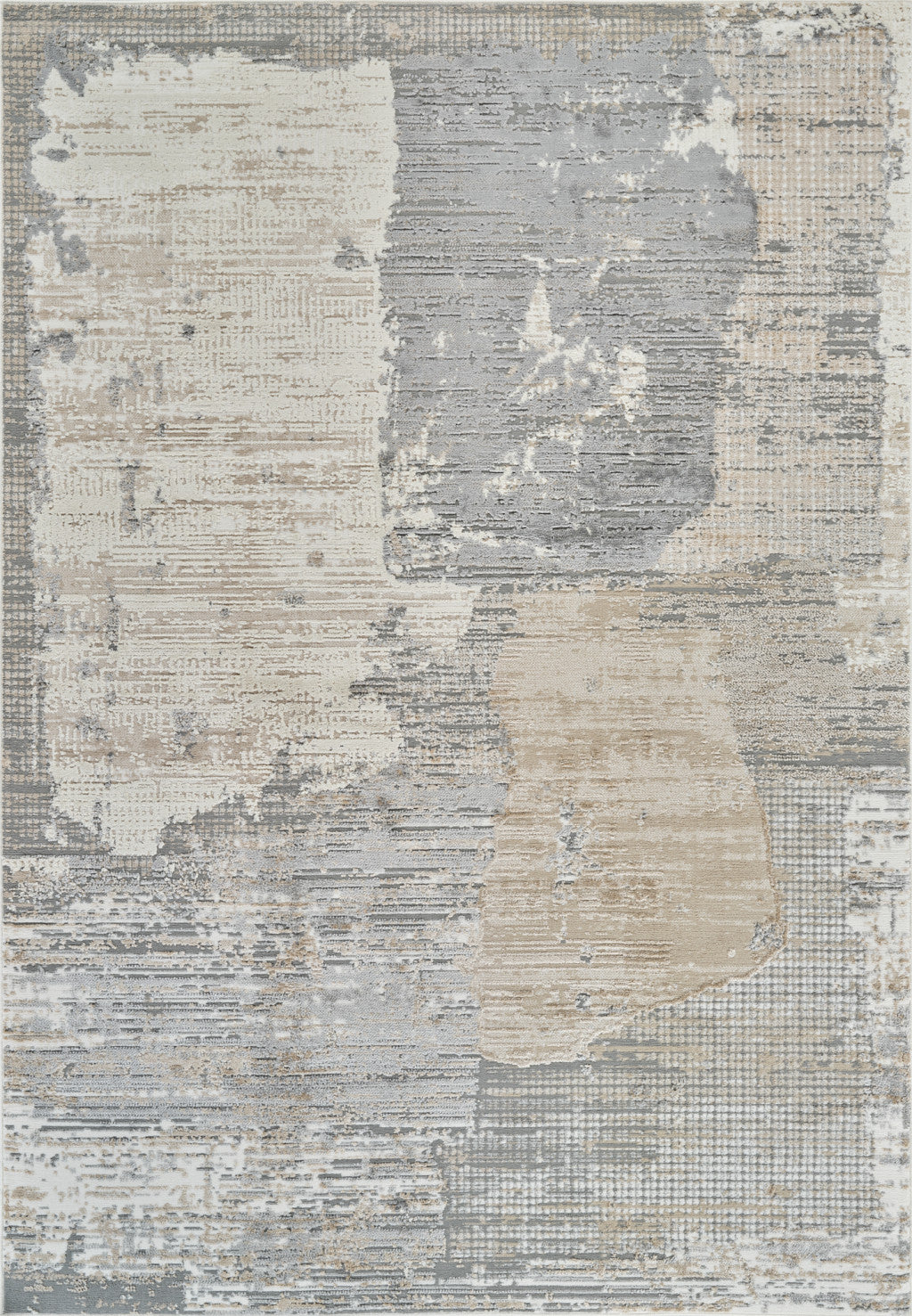 4' X 6' Gray and Cream Abstract Distressed Area Rug