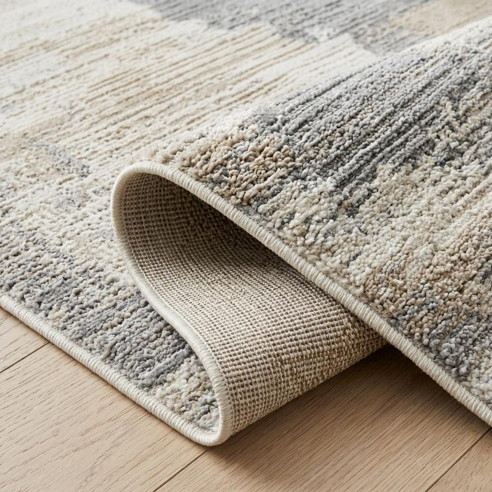 4' X 6' Gray and Cream Abstract Distressed Area Rug