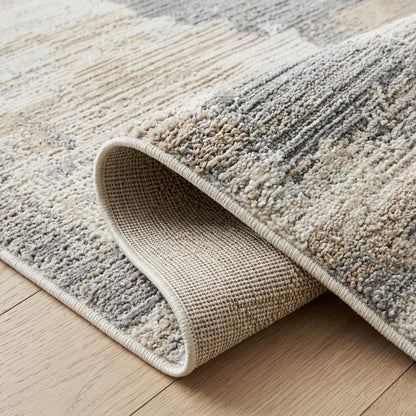 4' X 6' Gray and Cream Abstract Distressed Area Rug