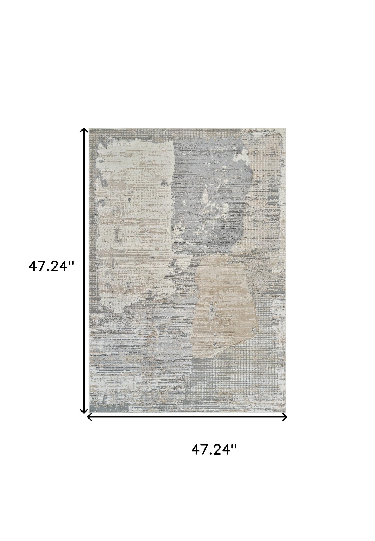 4' X 6' Gray and Cream Abstract Distressed Area Rug