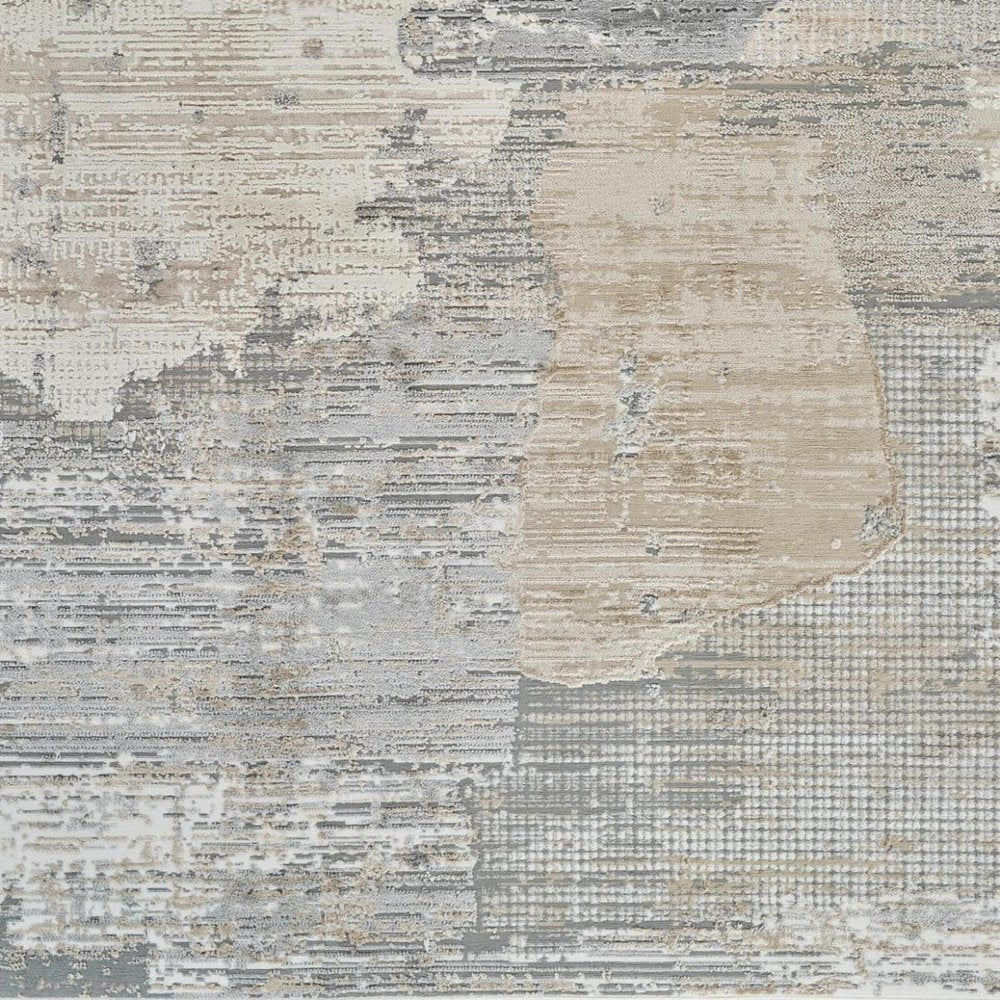 5' X 8' Gray and Cream Abstract Distressed Area Rug
