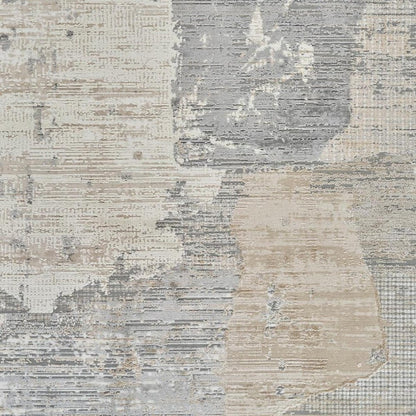 5' X 8' Gray and Cream Abstract Distressed Area Rug
