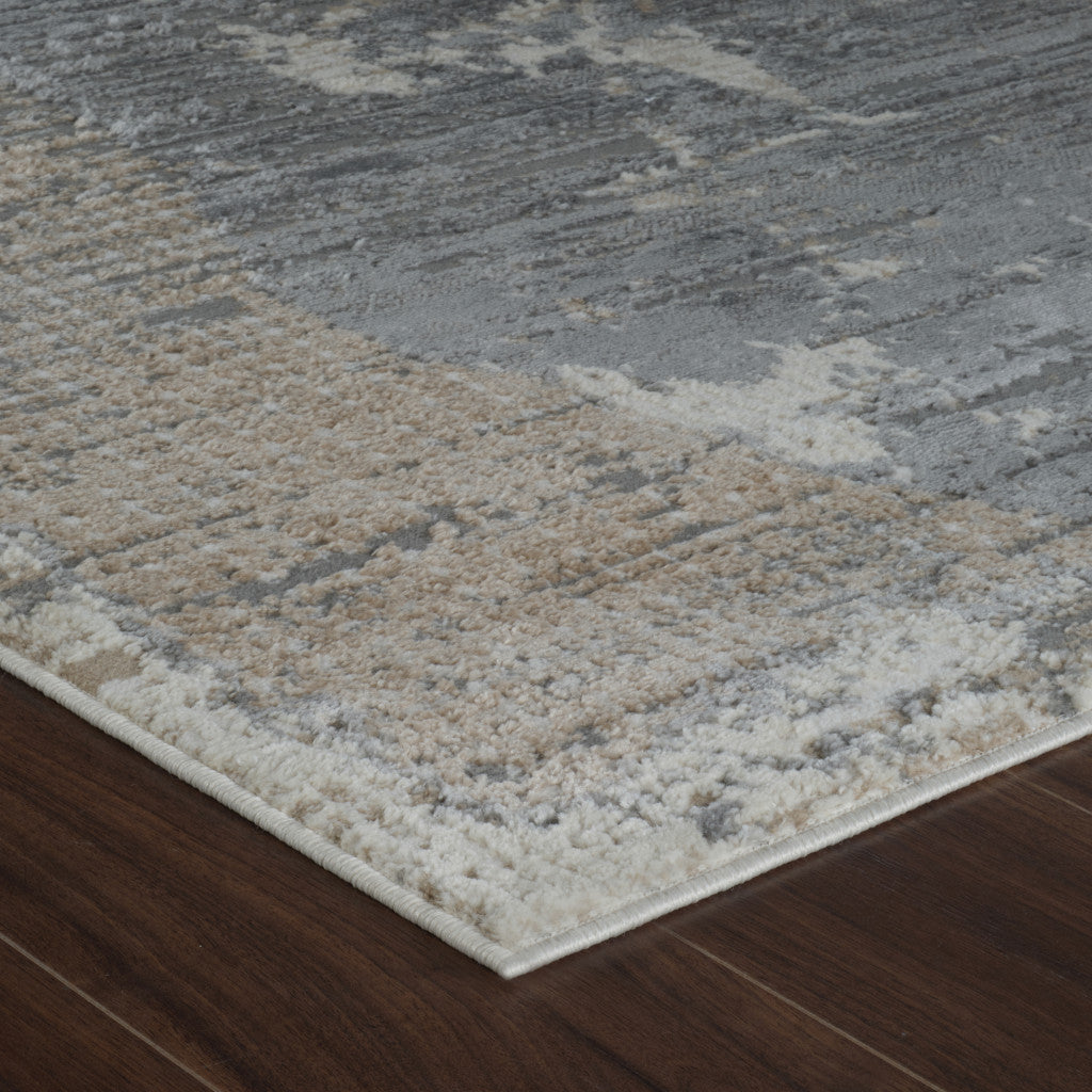 5' X 8' Gray and Cream Abstract Distressed Area Rug