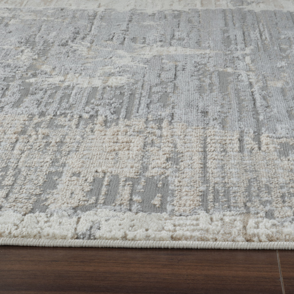 5' X 8' Gray and Cream Abstract Distressed Area Rug