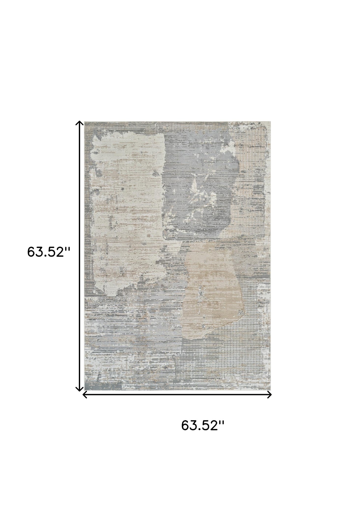 5' X 8' Gray and Cream Abstract Distressed Area Rug