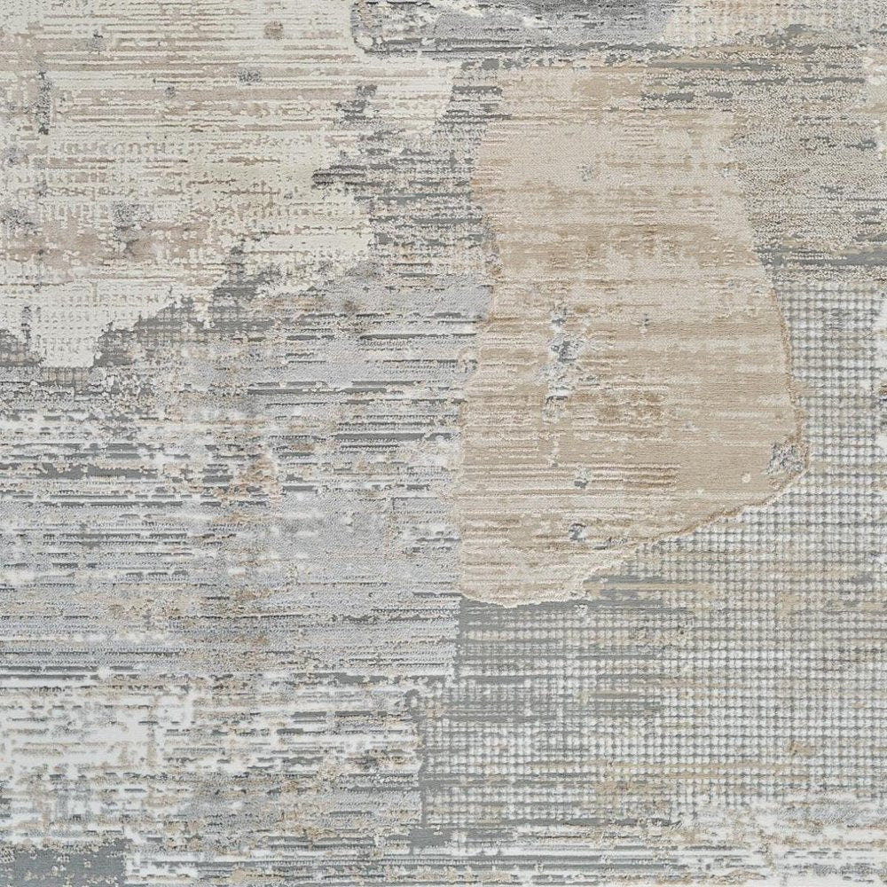 7' X 10' Gray and Cream Abstract Distressed Area Rug