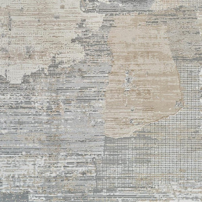 7' X 10' Gray and Cream Abstract Distressed Area Rug