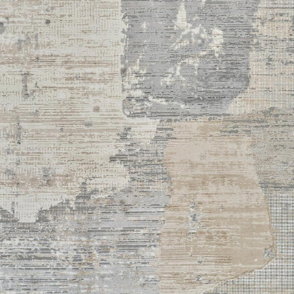 7' X 10' Gray and Cream Abstract Distressed Area Rug