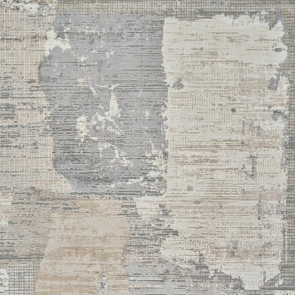 7' X 10' Gray and Cream Abstract Distressed Area Rug