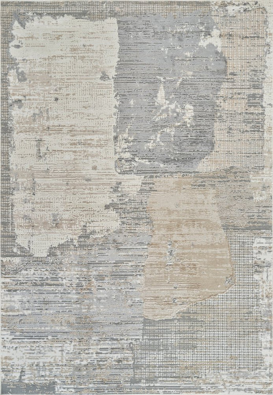 7' X 10' Gray and Cream Abstract Distressed Area Rug