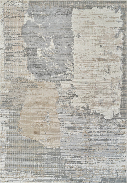 7' X 10' Gray and Cream Abstract Distressed Area Rug