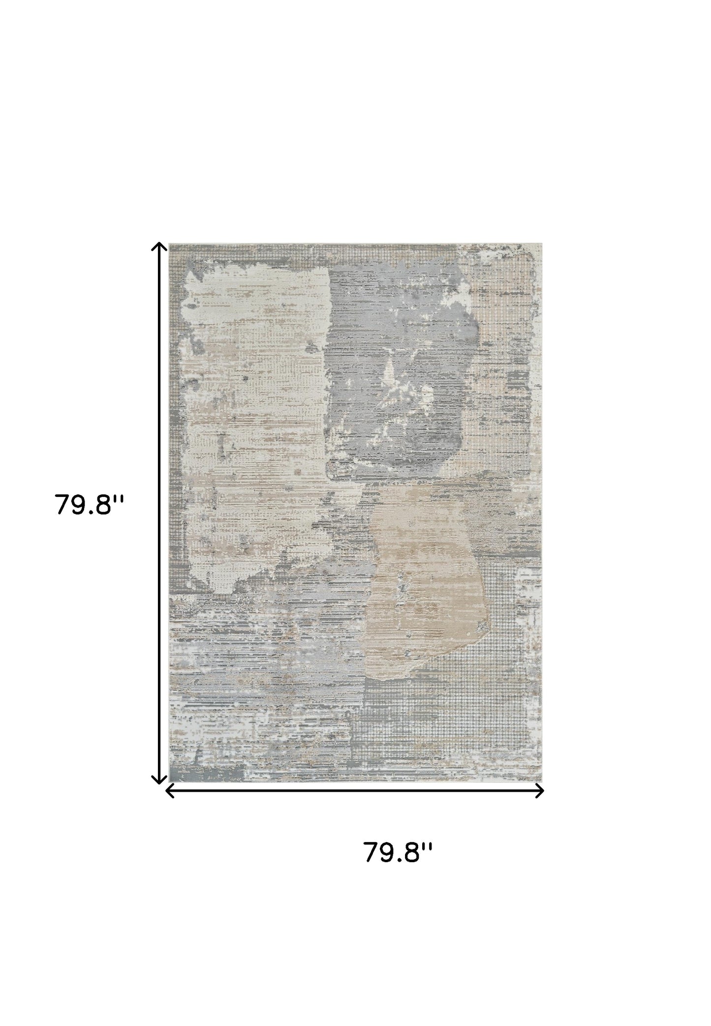 7' X 10' Gray and Cream Abstract Distressed Area Rug