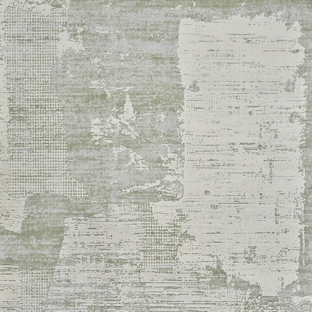 4' X 6' Beige and Green Abstract Distressed Area Rug