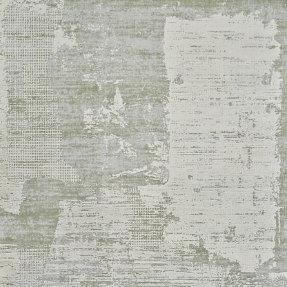 4' X 6' Beige and Green Abstract Distressed Area Rug