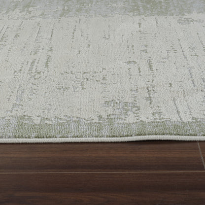 4' X 6' Beige and Green Abstract Distressed Area Rug