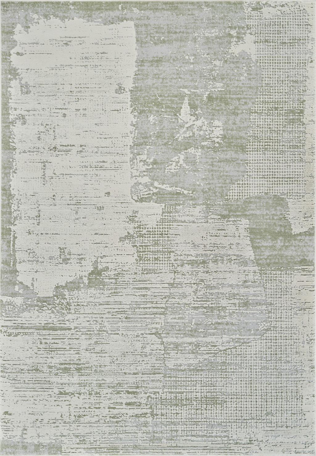 4' X 6' Beige and Green Abstract Distressed Area Rug