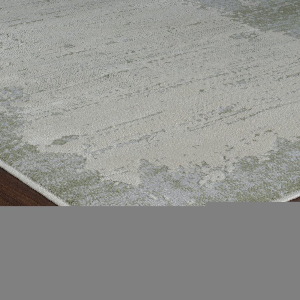 5' X 8' Beige and Green Abstract Distressed Area Rug