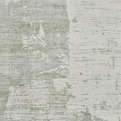5' X 8' Beige and Green Abstract Distressed Area Rug