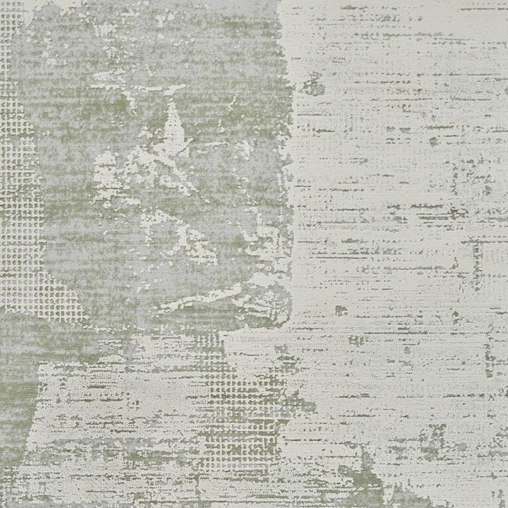 5' X 8' Beige and Green Abstract Distressed Area Rug