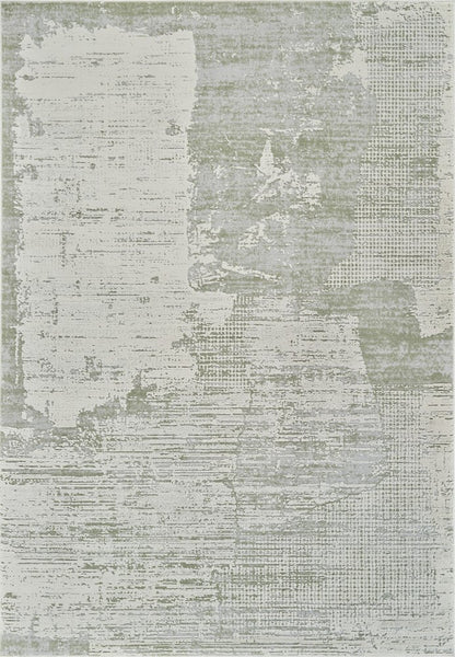 7' X 10' Beige and Green Abstract Distressed Area Rug