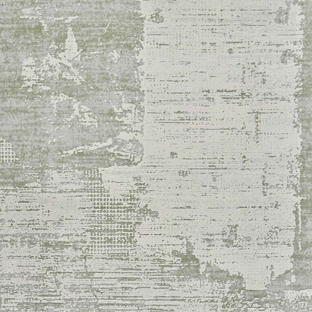 8' X 11' Beige and Green Abstract Distressed Area Rug