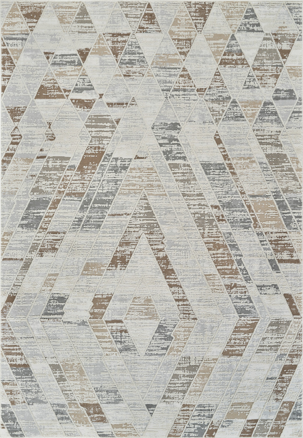 4' X 6' Beige and Brown Abstract Distressed Area Rug