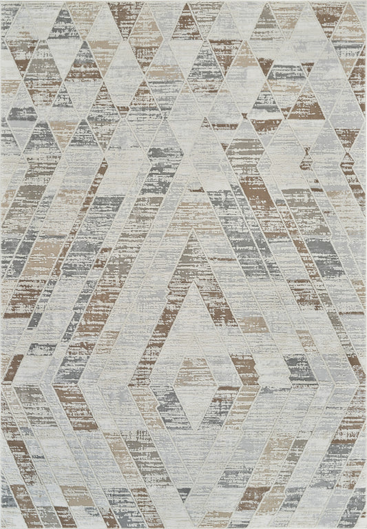 5' X 8' Beige and Brown Abstract Distressed Area Rug