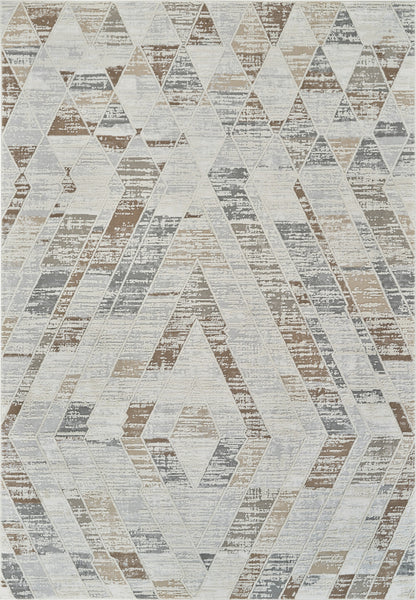 5' X 8' Beige and Brown Abstract Distressed Area Rug