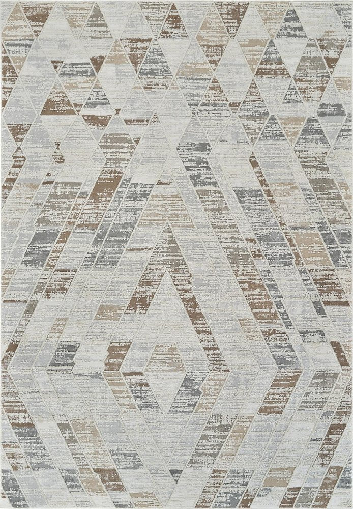 7' X 10' Beige and Brown Abstract Distressed Area Rug