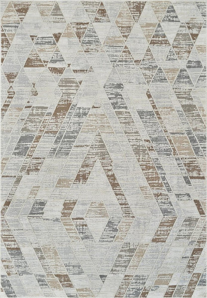 7' X 10' Beige and Brown Abstract Distressed Area Rug