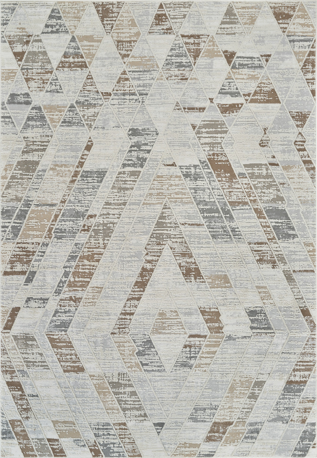 7' X 10' Beige and Brown Abstract Distressed Area Rug