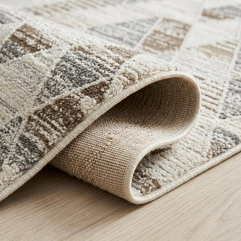 8' X 11' Beige and Brown Abstract Distressed Area Rug