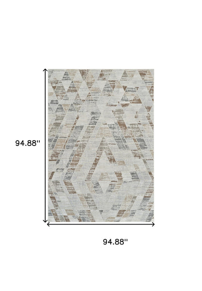 8' X 11' Beige and Brown Abstract Distressed Area Rug