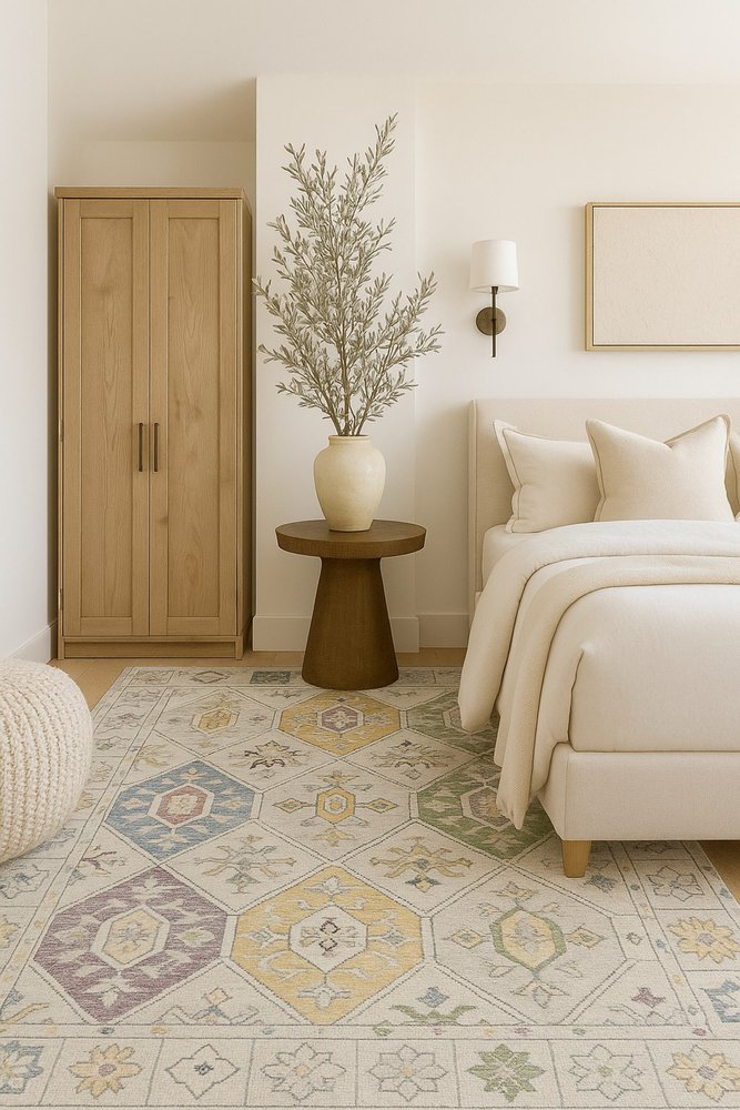 5' X 8' Beige and Gray Abstract Distressed Area Rug