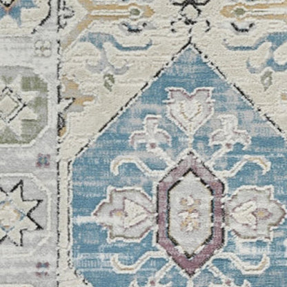 5' X 8' Beige and Gray Abstract Distressed Area Rug