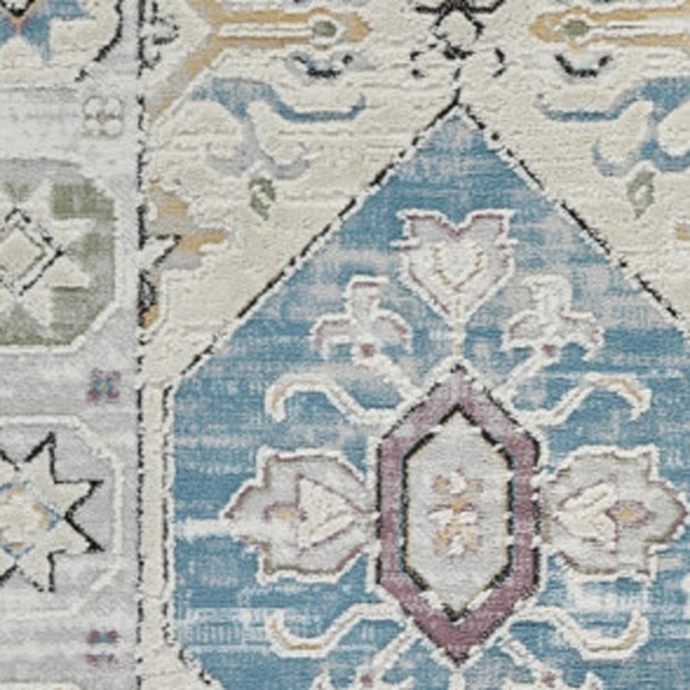 5' X 8' Beige and Gray Abstract Distressed Area Rug