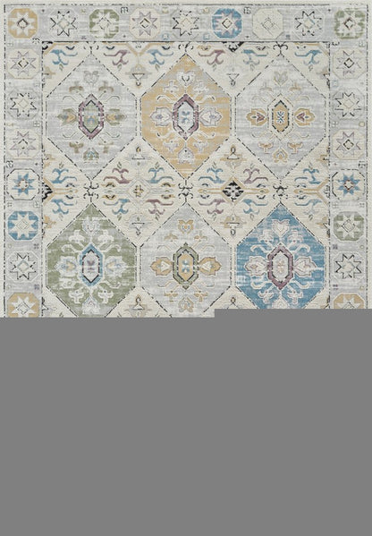 7' X 10' Beige and Gray Abstract Distressed Area Rug