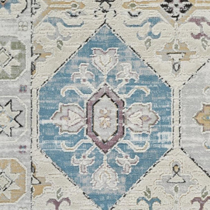 7' X 10' Beige and Gray Abstract Distressed Area Rug